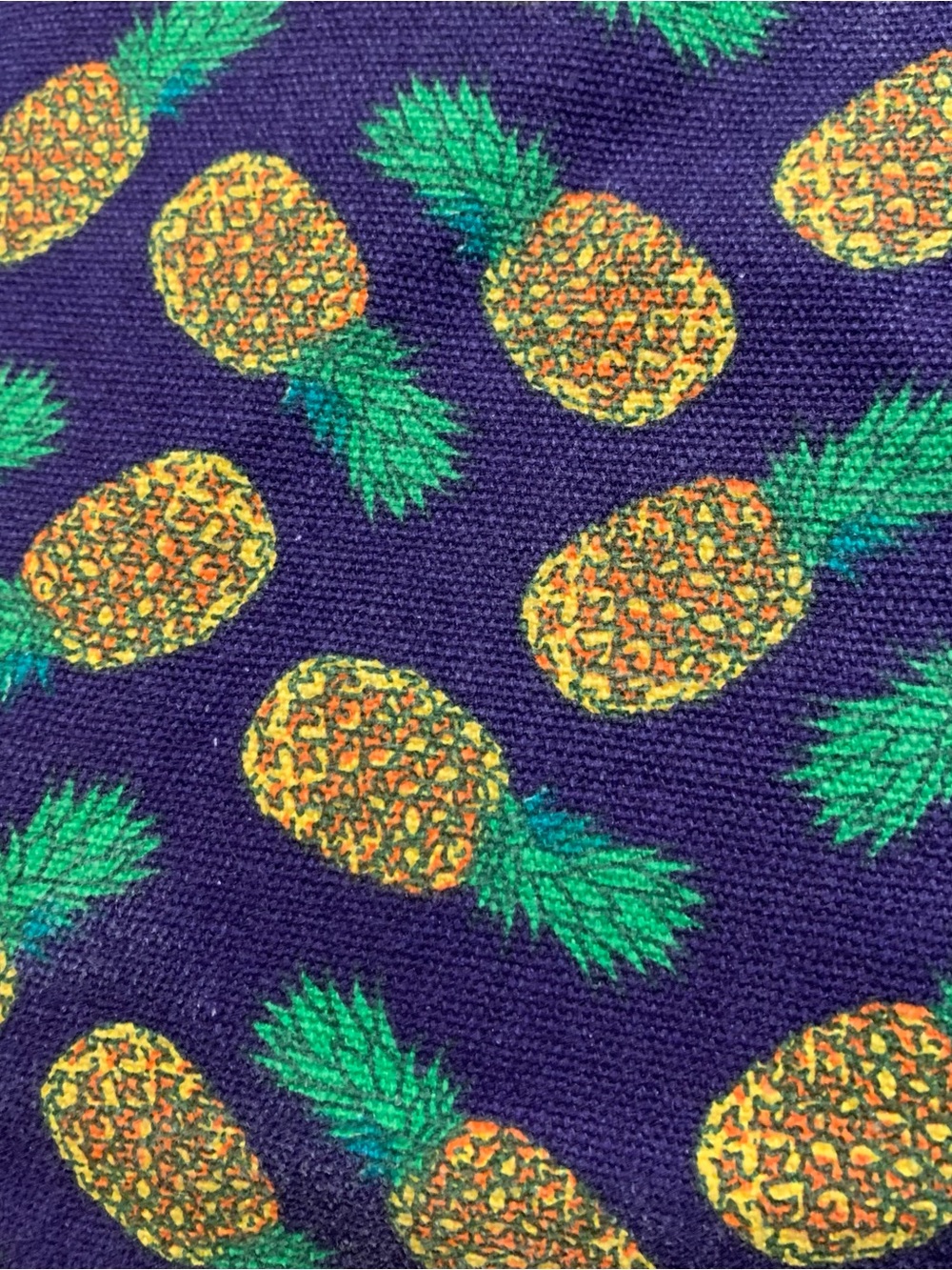 Capelli of New York Blue Tote with Gold and Green Pineapple Print - Picture 2 of 6
